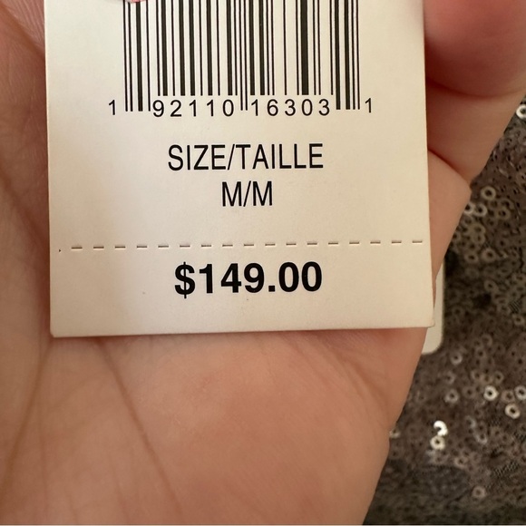 Highline Collective Womens M Cocktail Dress One Shoulder Long Sleeve Mini Silver - Picture 2 of 9